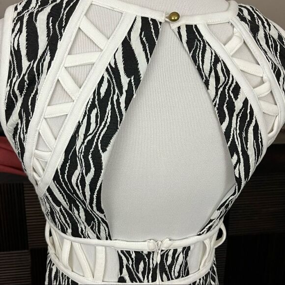 Ark & Co Black and White Bodycon Cutout Dress S - Picture 4 of 6